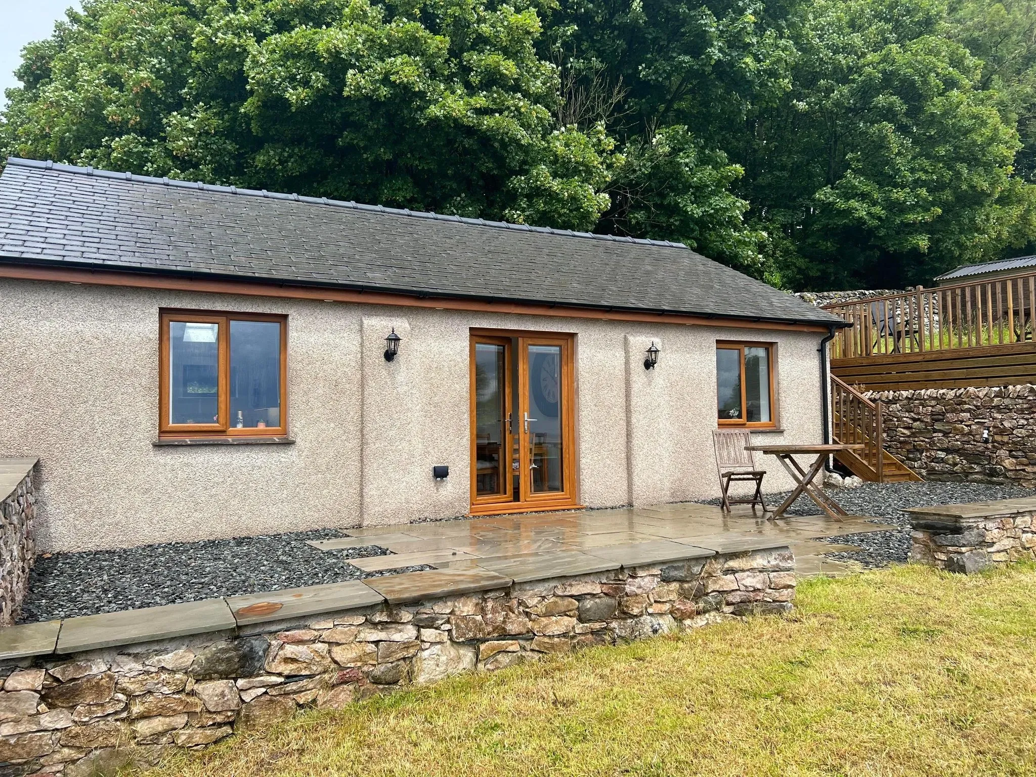 The full exterior and garden of Little Barn